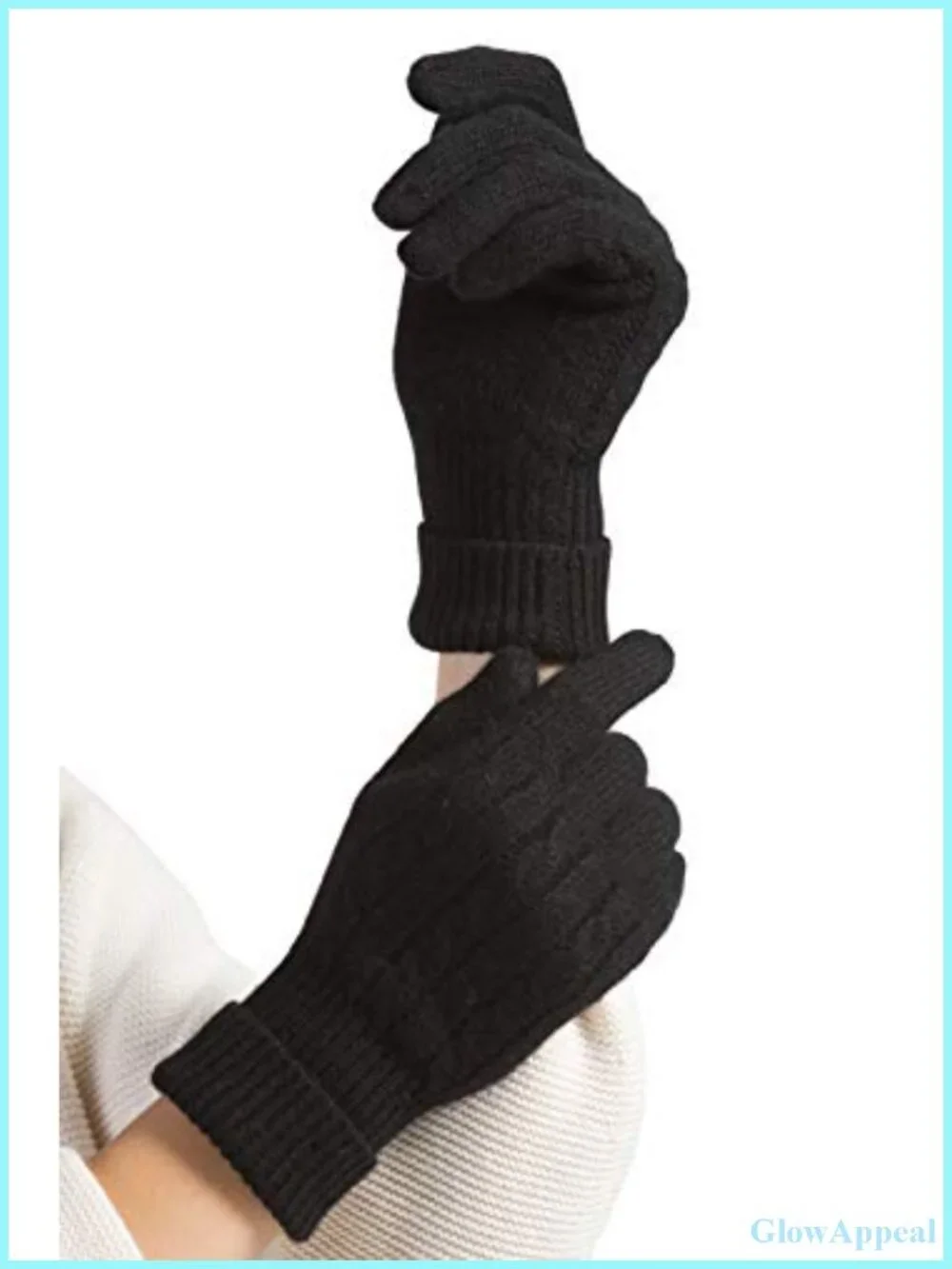 Women's 100% Pure Cashmere Cable Knit Gloves, Extended Cuff, One Size